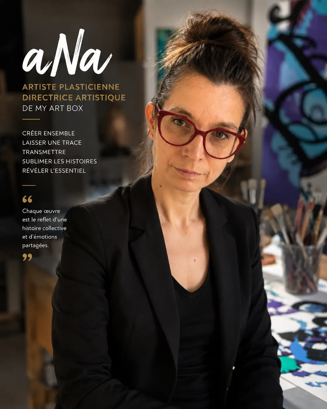 aNa Fernandes, artiste plasticienne cofondatrice de My Art Box, en performance Paint'Tube