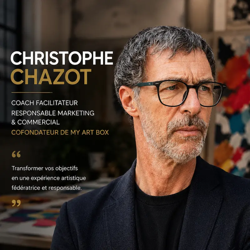 Christophe Chazot, coach facilitateur et cofondateur de My Art Box, lors d'une animation en entreprise