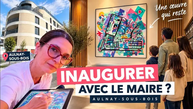Fresque à plat – inauguration et première pierre à Aulnay-sous-Bois, 50 participants : Une œuvre collaborative permanente qui donne du sens à
