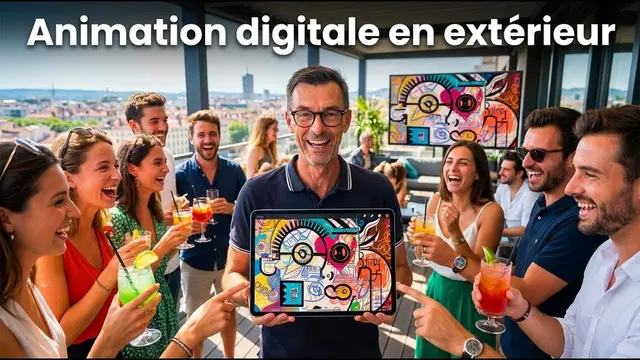 Digital Mural – cocktail à Lyon, 90 participants : Créez une fresque digitale participative et engagez vos