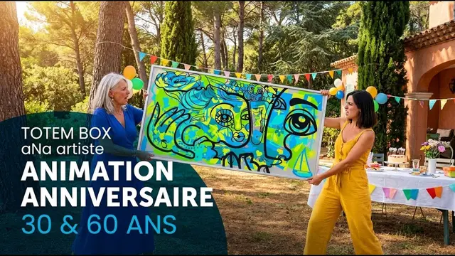 Totem Box – outdoor à Hyères, 100 participants : Célébrez un anniversaire inoubliable avec une fresque