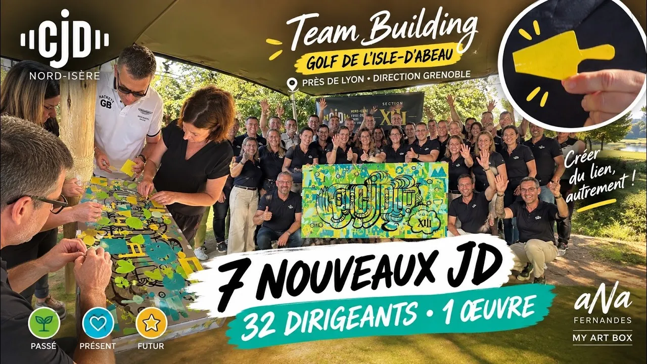 Fresque à plat – outdoor à L'iles-d'Abbeau, 31 participants : Créez du lien entre nouveaux et anciens membres grâce à une