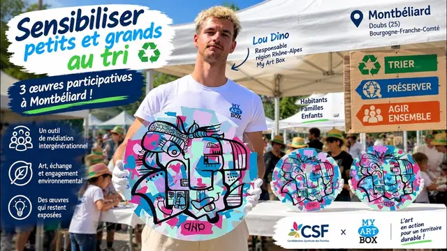Fresque à 360° – outdoor à Montbeliard, 300 participants : Sensibilisez au tri avec une animation artistique