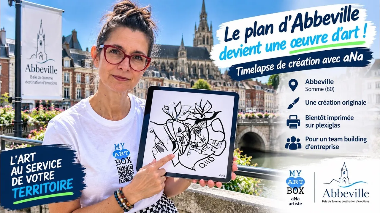 Fresque à 360° – séminaire à Abbeville, 34 participants : Transformez le plan de votre ville en œuvre d'art
