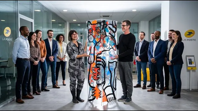 Fresque à plat – lancement produit à Montrouge : Transformez votre hall d'accueil en œuvre collective