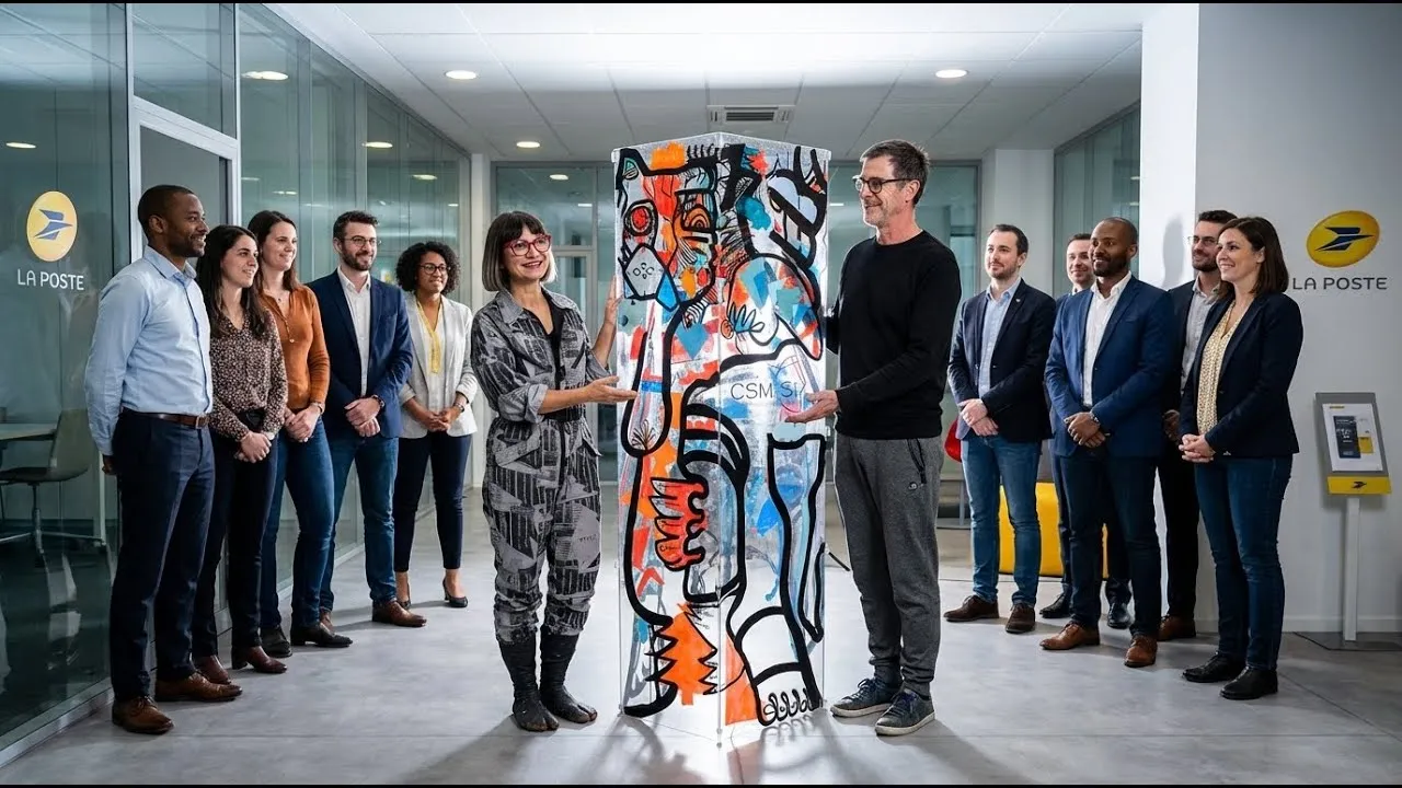 Fresque à plat – lancement produit à Montrouge : Transformez votre hall d'accueil en œuvre collective