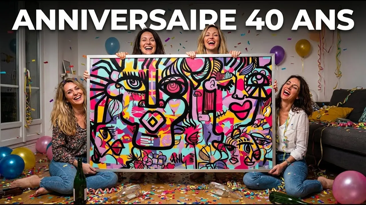 Fresque à plat – anniversaire à Paris, 30 participants : Créez une œuvre collective unique pour un anniversaire
