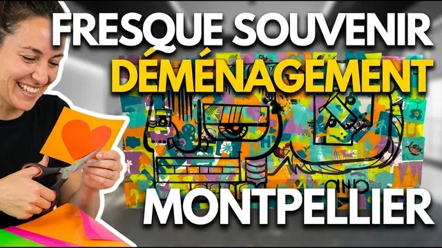 Fresque à plat – inauguration et première pierre à Montpellier, 105 participants : La Poste Montpellier : fresque collaborative