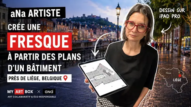 Fresque à plat – inauguration et première pierre à Liège : Fresque inaugurale éco-responsable créée à partir des plans