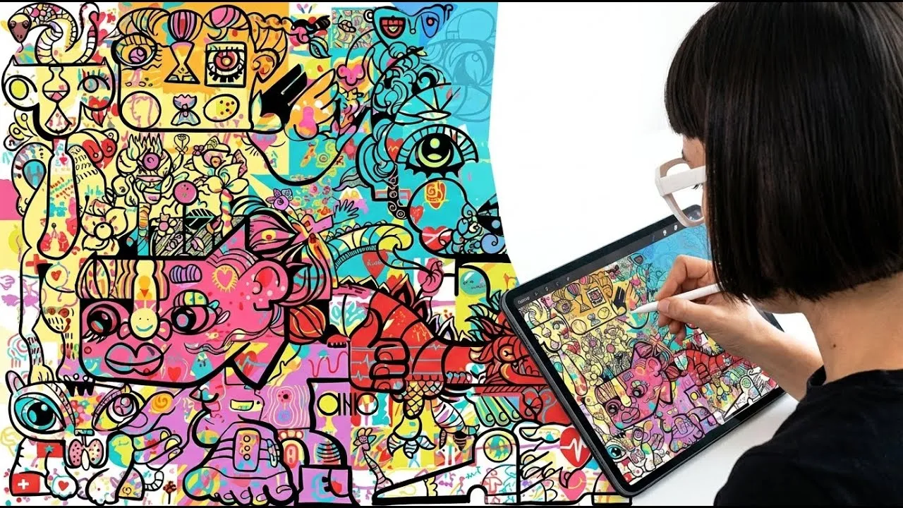 Digital Mural – séminaire à Lyon, 150 participants : Transformez des centaines de dessins individuels en une
