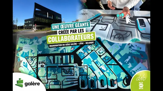 Fresque à plat – inauguration et première pierre à Chaudfontaine, 150 participants : Fresque collaborative géante sur plexi pour inaugurer le